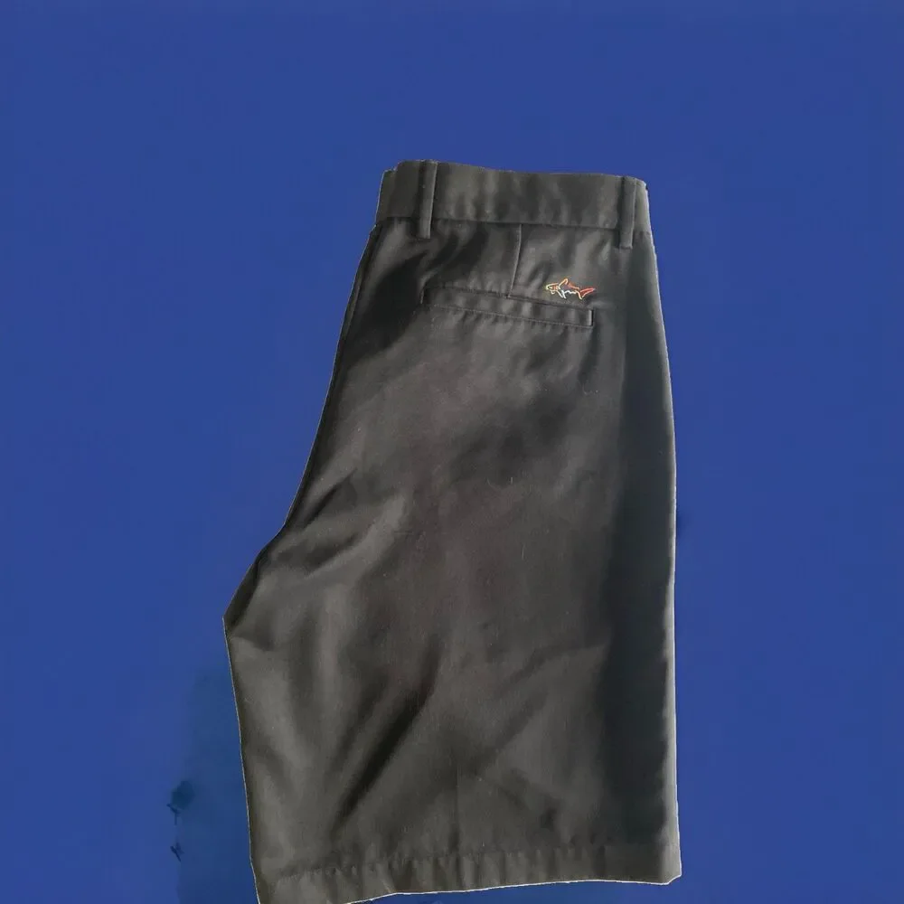 Greg Norman for Tasso Ella Golf Shorts Size 34 Logo Black Excellent Condition